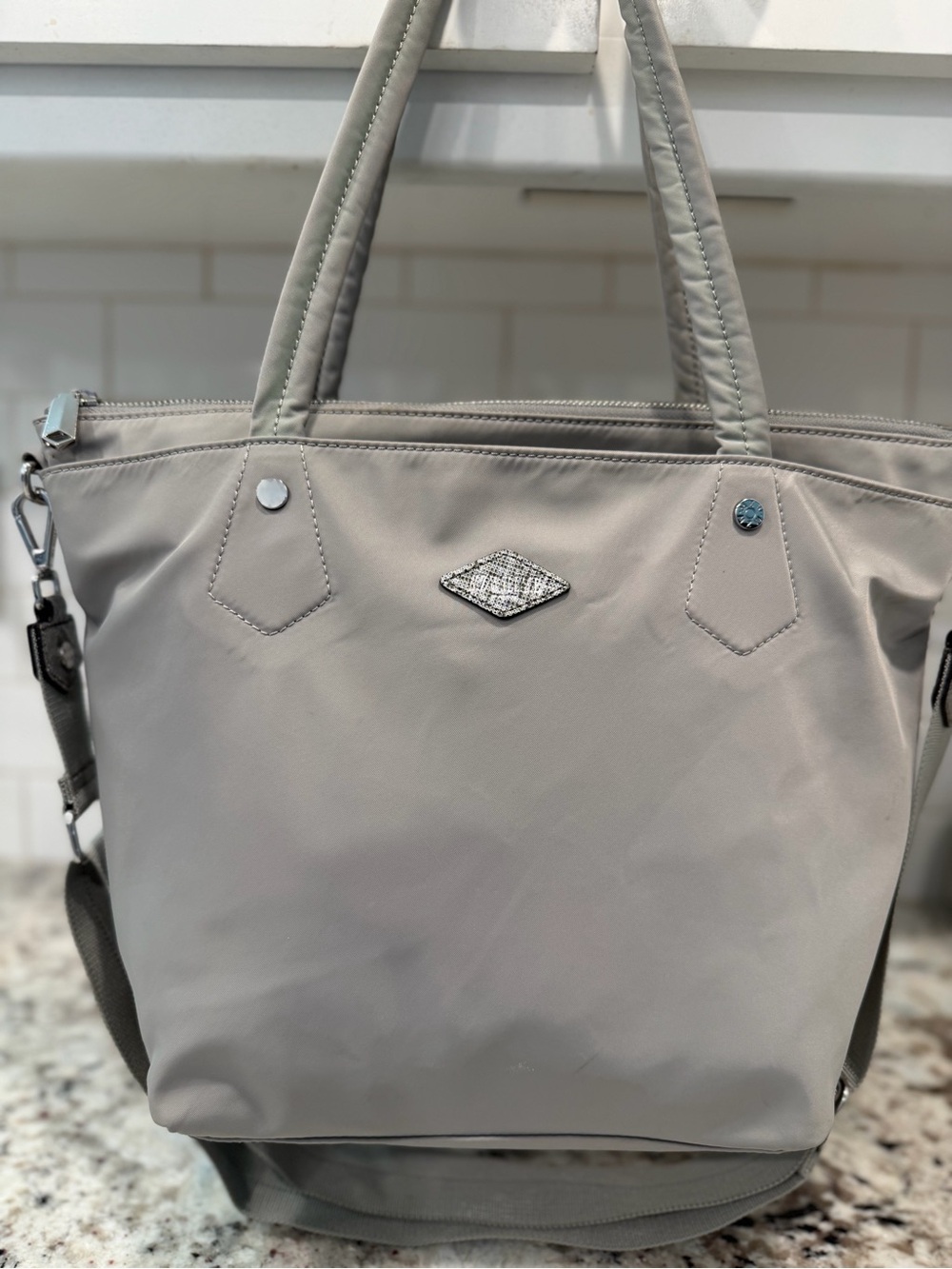Light Gray Women’s Tote Bag with Convertible Strap - Picture 9 of 16
